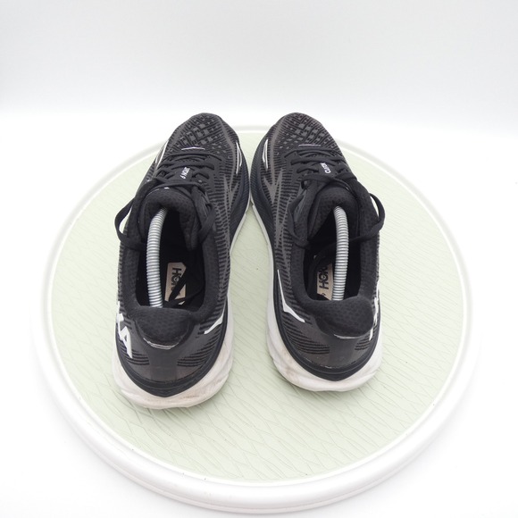 Hoka Clifton 9 Mens 12.5 D Black White Running Shoes Sneakers 1127895 BWHT